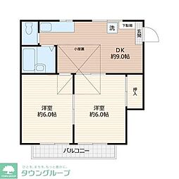 ファミリーコーポ長作 2DKの間取図画像