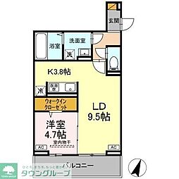 D-SOLACE末広4丁目 1LDKの間取図画像