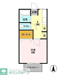 シティハイム藤 1Kの間取図画像