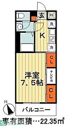 リブリ・ルームス弁天2 1Kの間取図画像