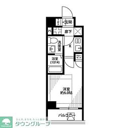 プレール・ドゥーク津田沼 1Kの間取図画像