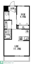 メゾンクレシア 1LDKの間取図画像