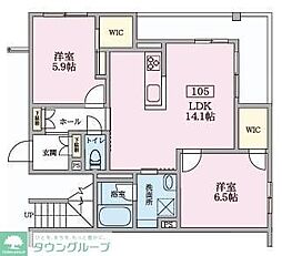 市川市末広2丁目マンション 2LDKの間取図画像