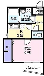 Maison志麻 1Kの間取図画像