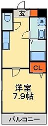 クラルテ 1Kの間取図画像