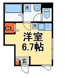 千葉市稲毛区稲毛東5丁目アパート ワンルームの間取図画像