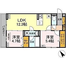 D-ガルデニア 2LDKの間取図画像