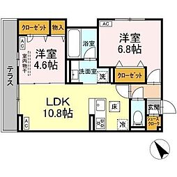 D-ガルデニア 2LDKの間取図画像