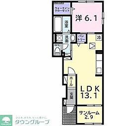 サウス ヴィラI 1LDKの間取図画像
