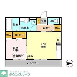 リヴェール2 1LDKの間取図画像
