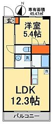 ビューアイランド弐番館 1LDKの間取図画像