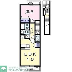 ヴィラ船橋 1LDKの間取図画像