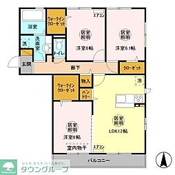袖ヶ浦ヒルサイドプラザB 3LDKの間取図画像