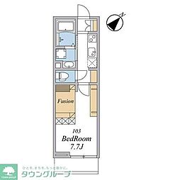ウィンドテラス船橋宮本A棟 1Kの間取図画像