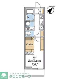 ウィンドテラス船橋宮本A棟 1Kの間取図画像
