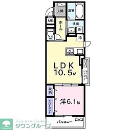 ルポン ボヌール 1LDKの間取図画像