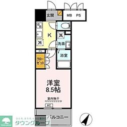 D-ROOM千葉中央 1Kの間取図画像