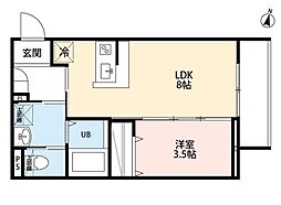 千葉市若葉区西都賀1丁目アパート 1LDKの間取図画像