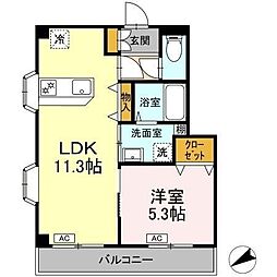 サンセットヒルズ壱番館 1LDKの間取図画像
