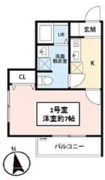 千葉市稲毛区稲毛東5丁目アパート 1Kの間取図画像