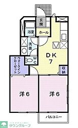 エスト・ヴィラ2 2DKの間取図画像