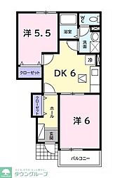 プラムフィールド・D 2DKの間取図画像