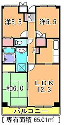 ヴェルベデーレ西志津 3LDKの間取図画像