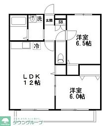 プランドールB 2LDKの間取図画像