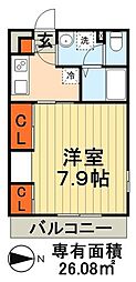 リブリ・オールパラン 1Kの間取図画像