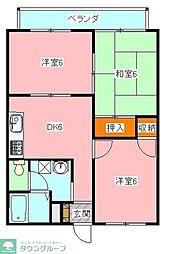 クローバーハウス 3DKの間取図画像