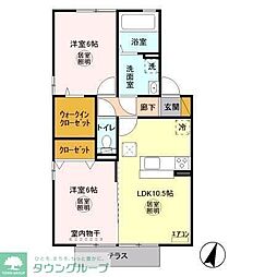 メルヴェイユA 2LDKの間取図画像
