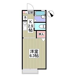 エーデル西都賀 1Kの間取図画像