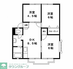 サンシティ88D 3DKの間取図画像