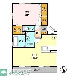 リビングタウン稲毛の杜C 1LDKの間取図画像