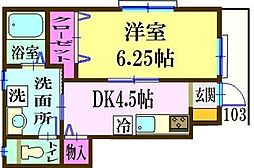 ナリトモ大巌寺D 1DKの間取図画像