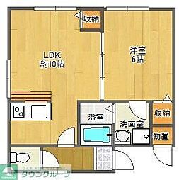 弁天ハイリビング壱番館 1LDKの間取図画像