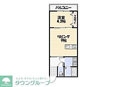 Lyk貝塚 1LDKの間取図画像
