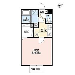 アムールルメルシエ 1Kの間取図画像