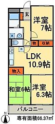 フローラ稲毛 3LDKの間取図画像