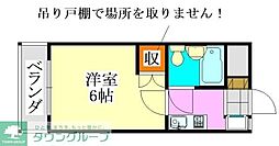 山京マンション 1Kの間取図画像