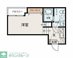 マザーユニックス 1Kの間取図画像