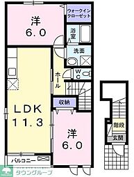 カーサムーンダスト 2LDKの間取図画像
