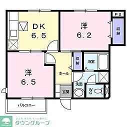 メゾンポピュレール 2DKの間取図画像