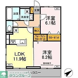 プランドールII 2LDKの間取図画像