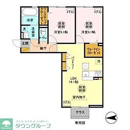 BAYTERRACEIRIS 2LDKの間取図画像