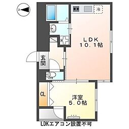 JR中央線 西八王子駅 徒歩18分の賃貸マンション 5階1LDKの間取り