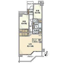 小田急小田原線 相模大野駅 徒歩8分の賃貸マンション 3階2LDKの間取り