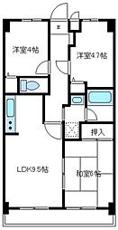JR横浜線 相原駅 徒歩9分の賃貸マンション 3階3LDKの間取り