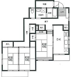 JR中央線 八王子駅 徒歩8分の賃貸マンション 1階3DKの間取り