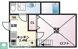 JR横浜線 矢部駅 徒歩12分の賃貸アパート 1階1Kの間取り